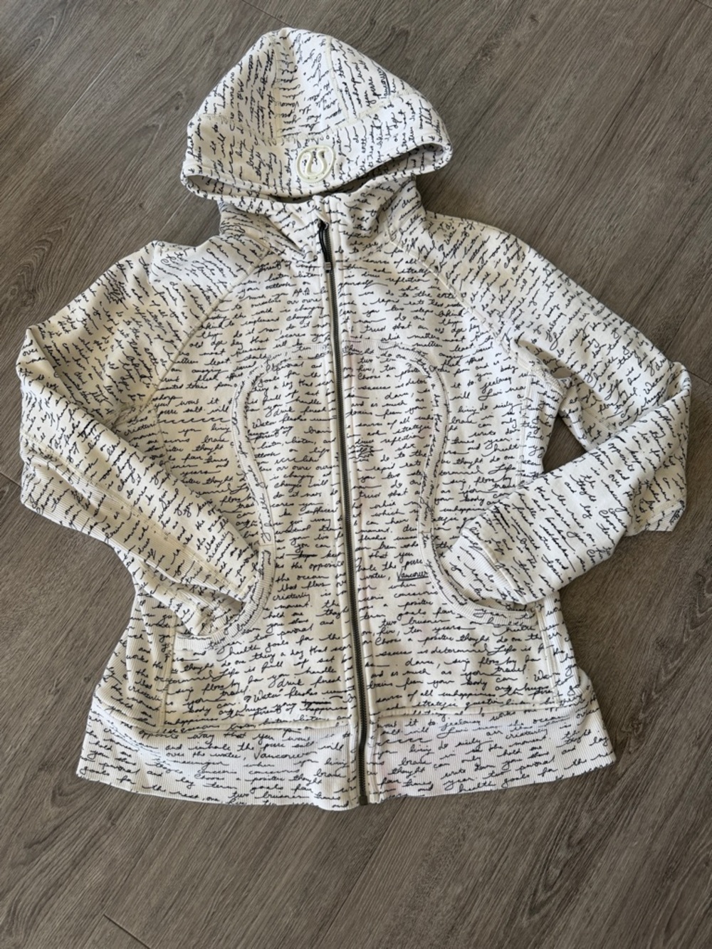 lululemon athletica Cream Hoodie Jacket with black Script